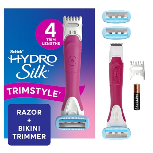 Rasuradora Schick Hydro Silk TrimStyle 2 en 1 para Mujeres con Recortadora de Bikini, Incluye 1 Mango Impermeable, 3 Repuestos y 1 Batería AAA - imagen 1