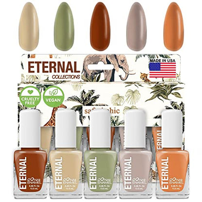 Set de Esmaltes de Uñas Eternal para Mujeres (SAFARI) - Kit de Esmalte Natural de Secado Rápido y Larga Duración para Manicura y Pedicura DIY - Hecho - imagen 3