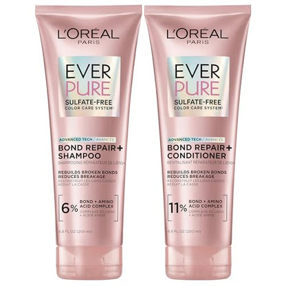 Kit de Cuidado Capilar Vegano L'Oreal Paris EverPure Sin Sulfatos - Champú y Acondicionador para Fortalecer y Reparar los Vínculos del Cabello (El - imagen 2