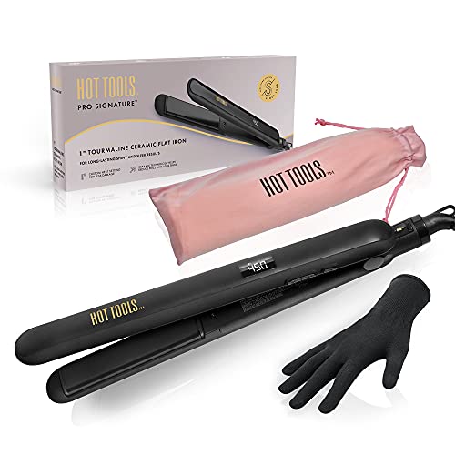 Plancha para el cabello Hot Tools Pro Signature de cerámica y turmalina, 1 pulgada, resultados lisos - imagen 3