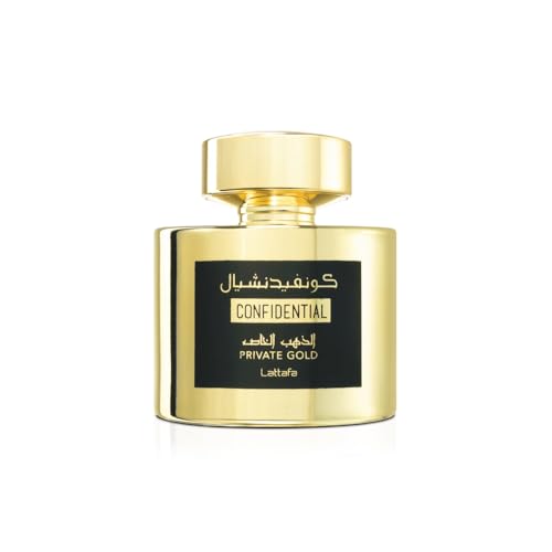 Lattafa Perfumes Confidential Private Gold Eau de Parfum Spray Unisex, 3.4 Onzas - imagen 1