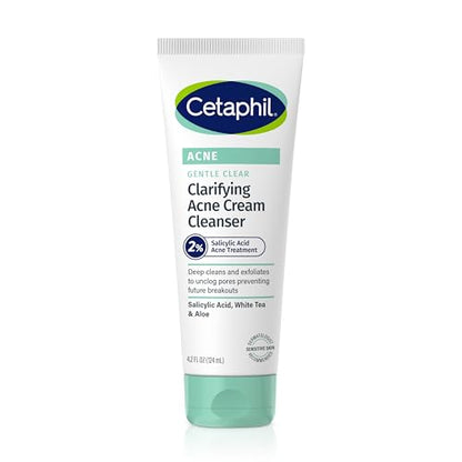 Cetaphil Limpiador Facial para Acné, Crema Limpiadora Suave con 2% de Ácido Salicílico, Limpieza Profunda para Piel Propensa al Acné, 4.2oz - imagen 4