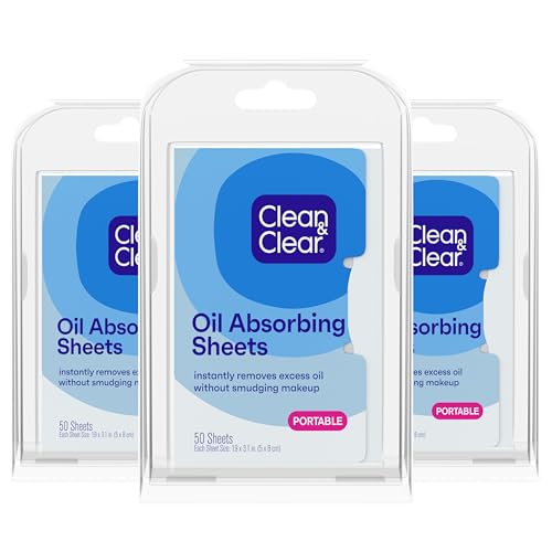 Clean & Clear Essentials Hojas Absorbentes de Aceite, Papel Blotting Portátil para Control de Brillo en la Cara y Nariz, 3 Paquetes - imagen 1