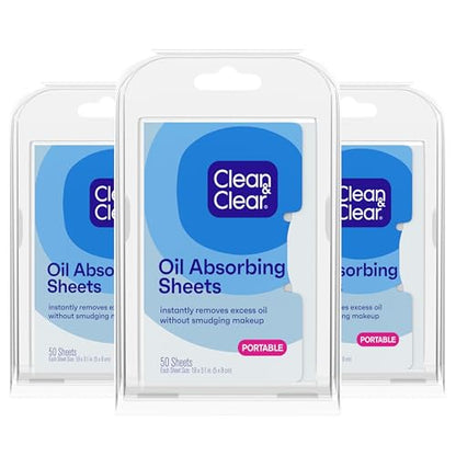 Clean & Clear Essentials Hojas Absorbentes de Aceite, Papel Blotting Portátil para Control de Brillo en la Cara y Nariz, 3 Paquetes - imagen 4