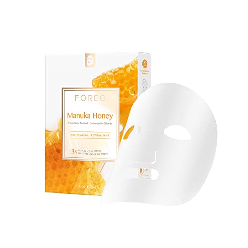 Mascarilla Facial FOREO de Miel de Manuka Revitalizante para Piel Seca y Fatigada, Paquete de 3, Antienvejecimiento, Fórmula Limpiadora Nutritiva, - imagen 1