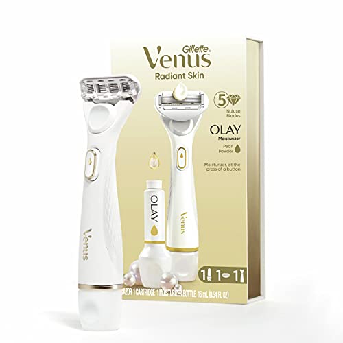 Rasuradora Gillette Venus Radiant Skin Hidratante para Mujeres para Piel Seca y Sensible con Dispensador de Hidratante Olay, 1 Suero y 1 Repuesto de - imagen 3