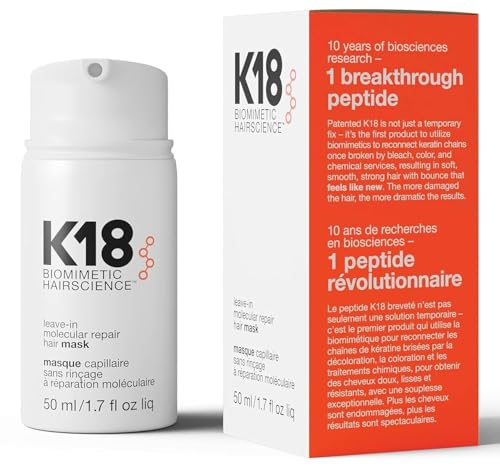 Mascarilla Capilar Reparadora Molecular K18 Leave-In, Patente, Reparación Duradera para Cabello Seco, Frizz y Dañado, Revierte Daños en 4 Minutos (50 - imagen 1