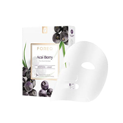 Mascarilla de Tela Firmante FOREO Acai Berry para Piel Seca y Madura, 3 Piezas, Hidratante, Antioxidante, Fórmula Limpia, Cruelty-free, Compatible - imagen 1