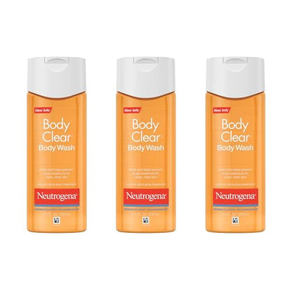 Neutrogena Body Clear Gel de Baño para Acné, 2% Ácido Salicílico, Sin Aceite, Glicerina, 8.5 Fl Oz, Paquete de 3, No Comedogénico, Suave para la Piel - imagen 1
