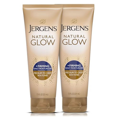 Loción Corporal Autobronceadora Jergens Natural Glow + Firming, Tono de Piel Medio a Oscuro, Hidratante Sin Sol con Colágeno y Elastina, Reduce - imagen 2
