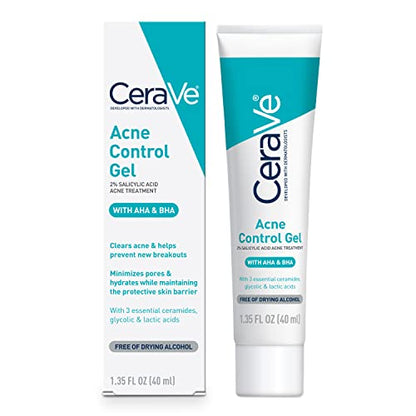 Gel Control de Acné CeraVe, Tratamiento con 2% Ácido Salicílico, Ácidos Glicólico y Láctico, Niacinamida, 1.35 Fl Oz, Sin Alcohol y Sin Aceite - imagen 1