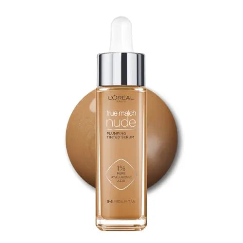 L'Oreal Paris True Match Base de Sérum Tinte Hidratante con 1% Ácido Hialurónico, 30 ml, Tono 5-6 Medium Tan, Acabado Natural y Luminoso - imagen 1