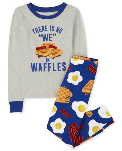 Pijamas de 2 piezas de algodón para niño The Children's Place, ajuste ceñido, manga larga, WAFFLE, talla 14 - imagen 3