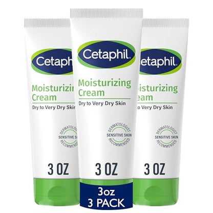 Crema Hidratante Cetaphil para Cara y Cuerpo, 3 oz Pack de 3, Para Piel Seca a Muy Seca, Sensible, Sin Fragancia, No Comedogénica, No Grasosa - imagen 2
