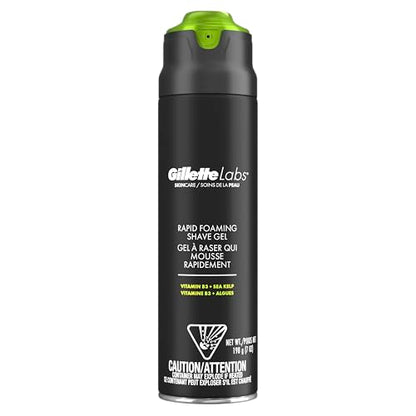 Gel de Afeitar Espumoso Rápido Gillette Labs para Hombre, Libre de Alcohol, Colorantes y Parabenos con Vitamina B3 y Algas Marinas, 7 OZ - imagen 3