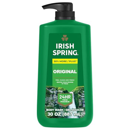 Gel de Ducha Hidratante Original Irish Spring para Hombres, 24 Horas de Frescura, Lavado Facial y Corporal, Ingredientes Biodegradables, Sin - imagen 1