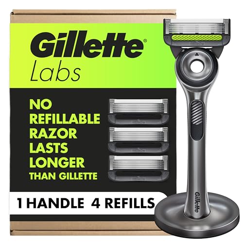 Razor de Afeitar para Hombre GilletteLabs con Barra Exfoliante, 1 Mango, 4 Recambios de Cuchillas, Soporte Magnético - imagen 3