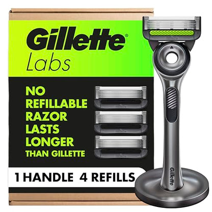 GilletteLabs Maquinilla de Afeitar para Hombre con Barra Exfoliante, 1 Mango, 4 Recambios de Cuchillas, Soporte Magnético - imagen 4