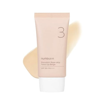 numbuzin No.3 Base Porcelana Tone Up Beige | SPF50+ PA++++ | Hidratante y Ligero | Óxido de Zinc, Niacinamida | Acabado Natural, Unifica el Tono de - imagen 1