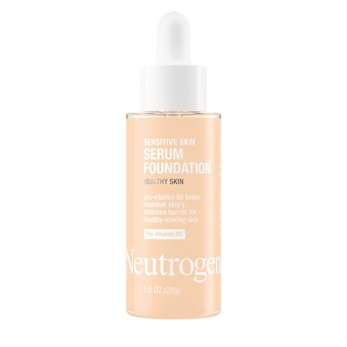 Base líquida y suero Neutrogena Healthy Skin para piel sensible con Pro-Vitamina B5, corrige color y minimiza poros, cobertura modulable, Light 01, 1 - imagen 1
