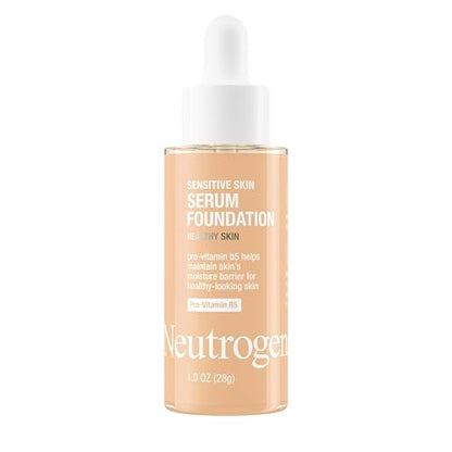 Base líquida y suero Neutrogena Healthy Skin para piel sensible con Pro-Vitamina B5, corrector de color y minimizador de poros, cobertura modulable, - imagen 2
