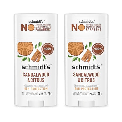 Desodorante Vegano Sin Aluminio Schmidt's Sandalwood & Citrus 2 Piezas para Mujeres y Hombres, Protección Contra Olores de 24 Horas, Ingredientes - imagen 4