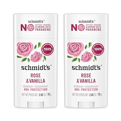 Desodorante Vegano Schmidt's Sin Aluminio Rosa y Vainilla con Protección de Olores de 24 Horas, 2 Piezas, Ingredientes Naturales, Cruelty-Free, 2.65 - imagen 1