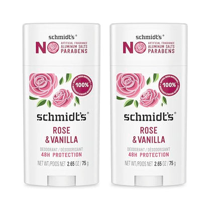 Desodorante Vegano Schmidt's Sin Aluminio Rosa y Vainilla con Protección de Olores de 24 Horas, 2 Piezas, Ingredientes Naturales, Cruelty-Free, 2.65 - imagen 3