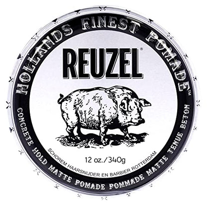 Pomada Mate REUZEL Concrete, Fijación Fuerte Todo el Día, Estilo Soluble en Agua, Sin Brillo ni Escamas, Fácil de Lavar, 12 oz - imagen 3