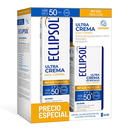 Eclipsol Ultra Crema FPS 50+ - Pack de 2 | Protector solar facial y corporal hipoalergénico de uso diario, textura ligera - imagen 4