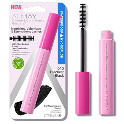 Máscara Almay Volumen y Acondicionamiento, Hidratante de Larga Duración, 40 Negro Más Negro a Prueba de Agua, 0.27 fl oz - imagen 1