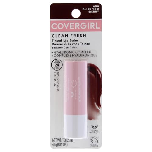 Bálsamo Labial Tinte Clean Fresh de CoverGirl, Fórmula Vegana, Hidratante, Acabado Natural, Sabor Bliss You Berry, 1 Unidad - imagen 1