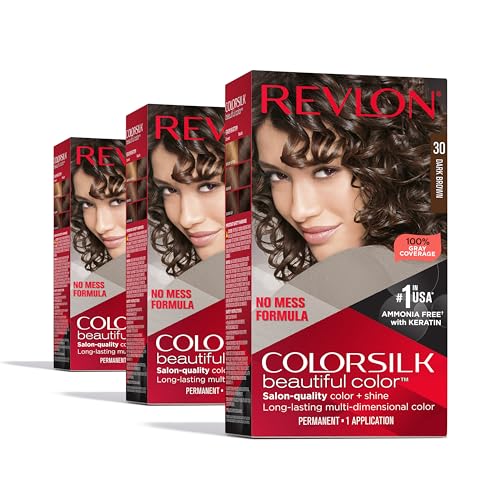 Revlon Colorsilk Coloración Permanente para el Cabello, 30 Marrón Oscuro (Versión Antigua) - Paquete de 3 - imagen 1