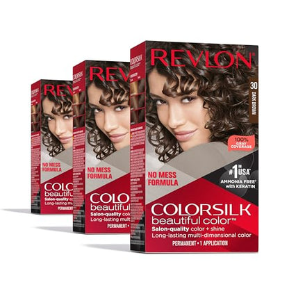 Revlon Colorsilk Coloración Permanente para el Cabello, 30 Marrón Oscuro (Versión Antigua) - Paquete de 3 - imagen 3