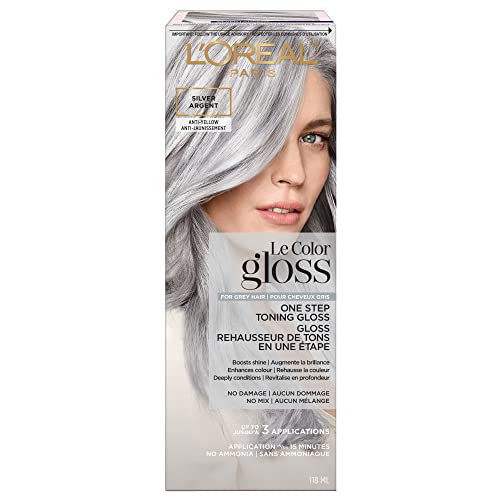 L’Oreal Paris Le Color Gloss Tinte para Cabello en Ducha, Neutraliza el Amarillo, Acondiciona y Aumenta el Brillo, Plateado, 4 Onzas - imagen 2