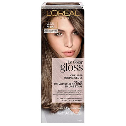 L'Oreal Paris Le Color Gloss Tinte para Cabello en Ducha, Neutraliza el Amarillo, Acondiciona y Aumenta el Brillo, Smoky Bronde, 4 Onzas - imagen 2