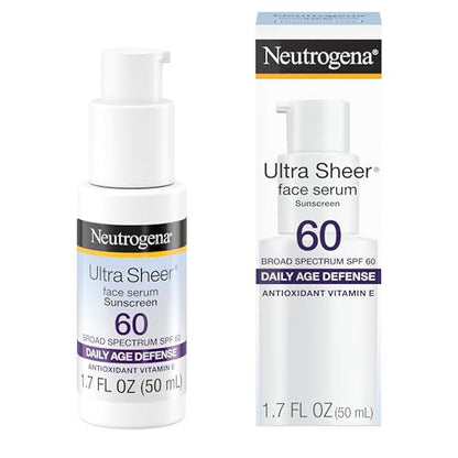 Protector Solar Facial Neutrogena Ultra Sheer con Vitamina E y SPF 60, Protección UVA/UVB de Amplio Espectro, Sin Fragancia, Sin Oxybenzone, - imagen 4