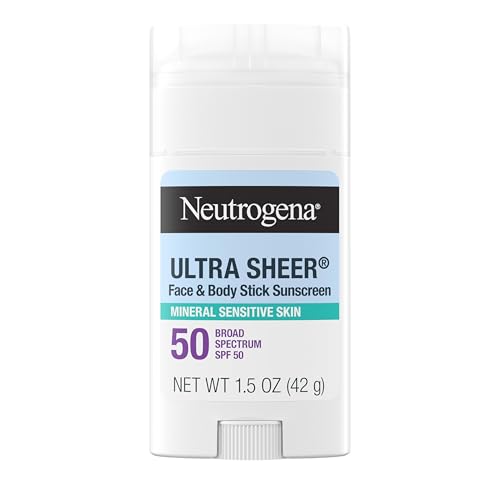 Neutrogena Ultra Sheer Dry Touch Protector Solar Mineral SPF 50 en Barra para Piel Sensible, Óxido de Zinc, 1.5 oz, Sin Residuo Blanco, Vegano, con - imagen 4