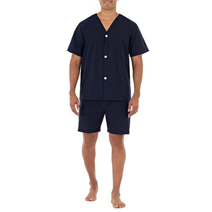 Conjunto de pijama de manga corta para hombre Fruit of the Loom, Broadcloth, azul medianoche, talla 5X - imagen 3