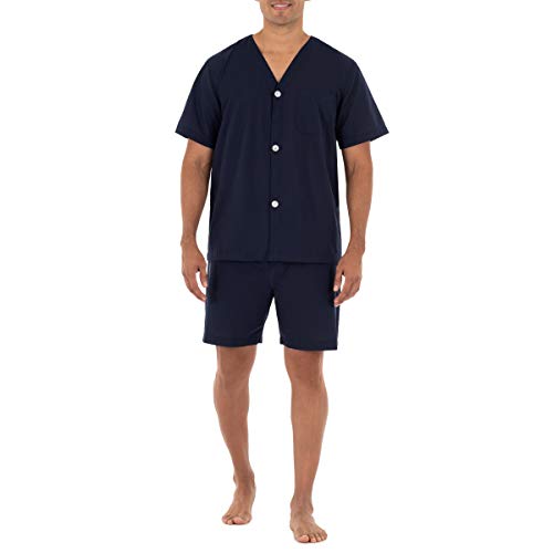 Conjunto de pijama de manga corta para hombre Fruit of the Loom, Broadcloth, azul medianoche, talla 5X - imagen 4