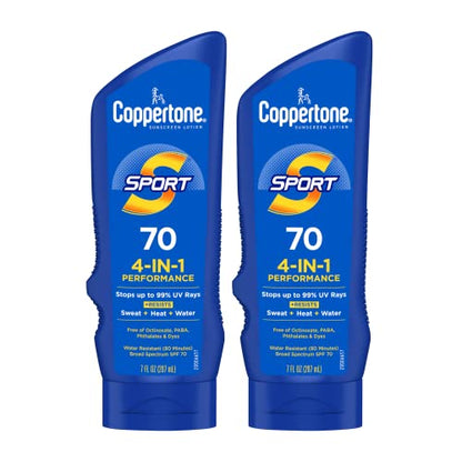 Loción Solar Coppertone Sport, Protector Solar de Amplio Espectro SPF 70, Paquete Múltiple, 7 Fl Oz, Paquete de 2 - imagen 4
