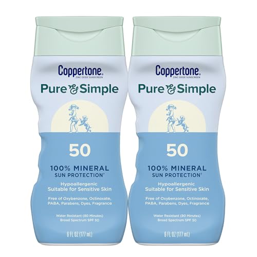 Protector Solar Coppertone Pure and Simple Loción Mineral de Óxido de Zinc SPF 50, Resistente al Agua para Piel Sensible, Hipoalergénico y Sin - imagen 4