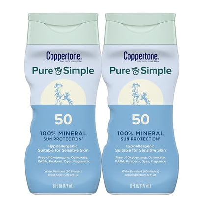 Loción Solar Mineral Coppertone Pure and Simple con Óxido de Zinc SPF 50, Resistente al Agua, para Piel Sensible, Hipoalergénica y Sin Fragancia, 6 - imagen 4