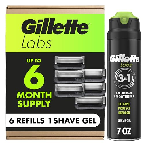Recambios de Maquinilla Gillette Labs con Barra Exfoliante para Hombre, 6 Cuchillas y Gel de Afeitar Espumoso Rápido de 7oz - imagen 2