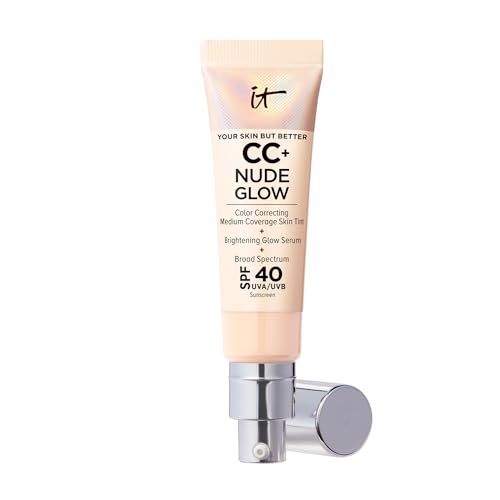 IT Cosmetics CC+ Nude Glow (Fair Light) - Base de Maquillaje de Cobertura Media con SPF 40 y Suero Iluminador, Tinte Ligero para la Piel, 2% - imagen 2