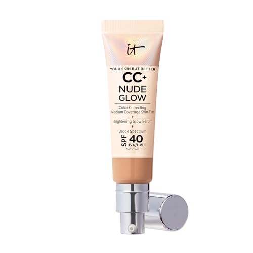 IT Cosmetics CC+ Nude Glow (Medium Tan) - Base de cobertura media con SPF 40 y suero iluminador, tinte ligero para la piel, 2% niacinamida + ácido - imagen 4