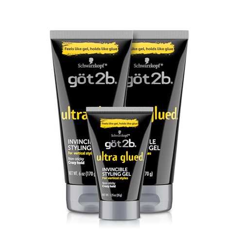 gel de peinado got2b Ultra Glued Invincible, 6 Fl Oz (2 tubos) + 1.25 Fl Oz tamaño de viaje, gel para cabello con fijación extra fuerte, no pegajoso, - imagen 2