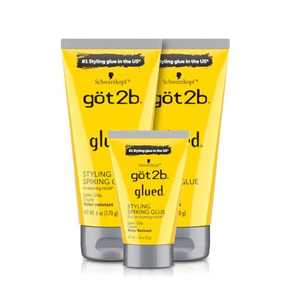 Gel para peinar Got2B Glued, 2 tubos de 6 oz + 1 tubo de viaje de 1.25 oz, fijación extrema para estilos de cabello - imagen 1