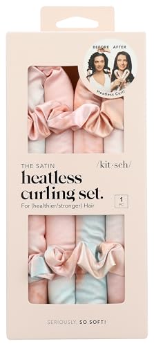 Kitsch Set de Rulos Satinados Sin Calor – Rulos Sin Calor Durante la Noche con Rulo de 34 y 2 Scrunchies de Satén – Rulos Cómodos para Dormir, Sin - imagen 1