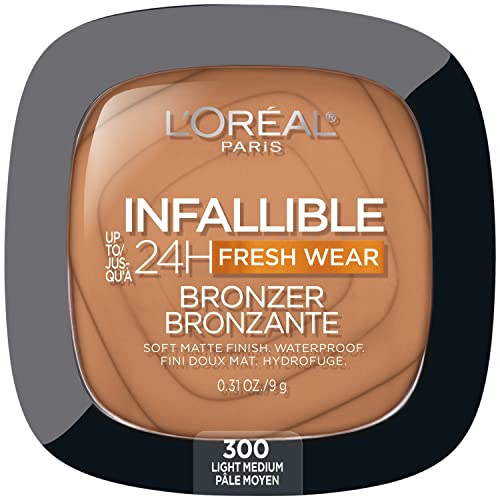 Bronceador L'Oreal Paris Infallible 24H Fresh Wear Soft Matte, Resistente al Agua, Calor, Transferencia y Sudor, Tono Medio Claro, 0.31 oz - imagen 3
